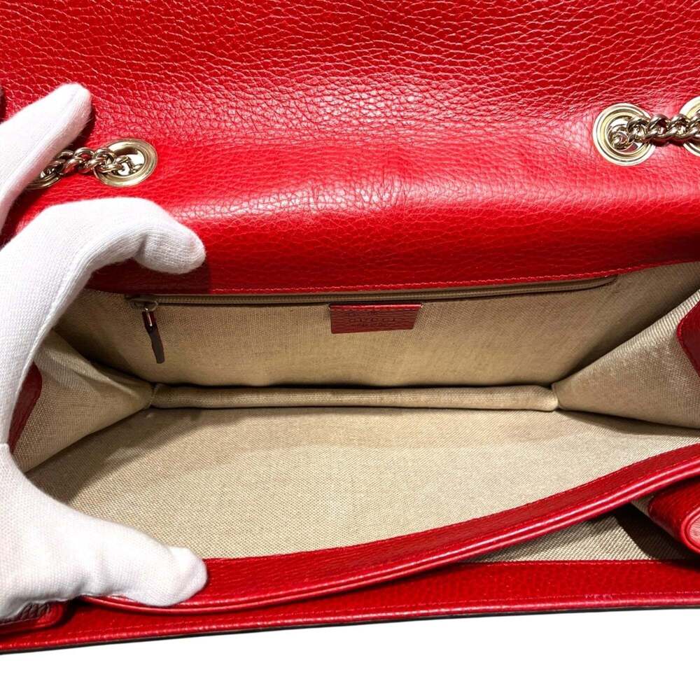 GUCCI Red Leather Shoulder Bag - Picture 7 of 9